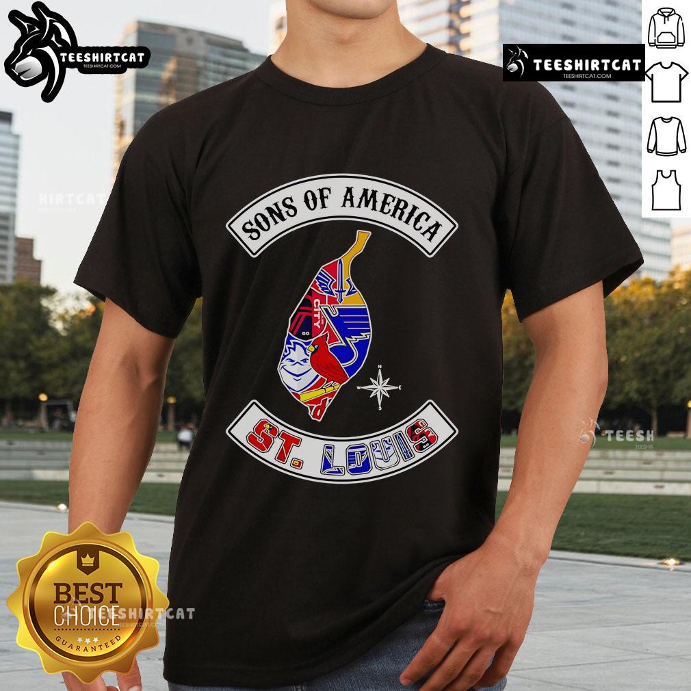 Alt Text: Official Sons Of America St Louis Sports T-Shirt featuring vibrant team colors and logo, perfect for fans and athletes.