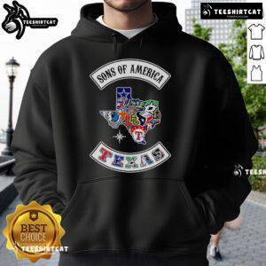Official Sons of America Texas Sports Hoodie featuring a vibrant design and comfortable fit for sports enthusiasts.