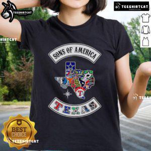 Official Sons of America Texas Sports Ladies Tee showcasing stylish design for Texas sports fans. Perfect for game day!