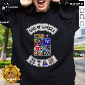 Alt Text: Official Sons of America Utah sports sweatshirt featuring a bold logo, perfect for fans and casual wear.