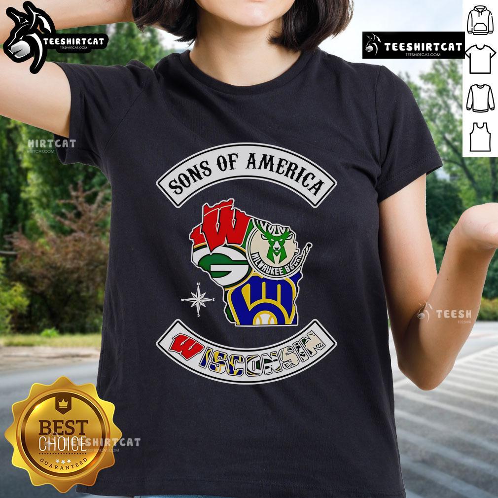 Official Sons of America Wisconsin Sports Ladies Tee featuring a stylish design perfect for fans and casual wear.