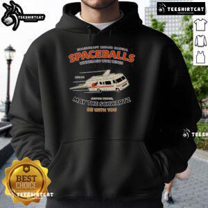 Alt Text: Official Spacecraft Repair Manual hoodie featuring Spaceballs Winnebago with wings and 'May the Schwartz Be With You' design.