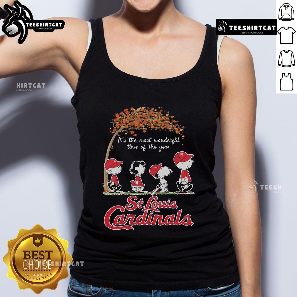 St. Louis Cardinals tank top featuring 'It's The Most Wonderful Time Of The Year' design, perfect for baseball fans.