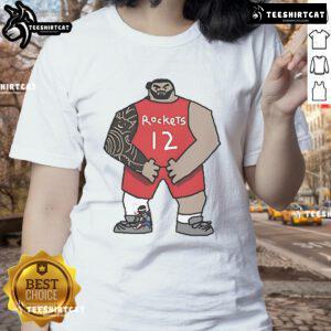 Official Steven Adams screen Houston Rockets ladies tee featuring vibrant team colors and stylish design for fans.