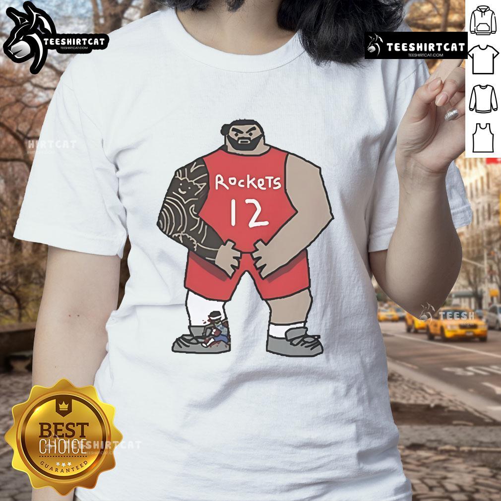 Official Steven Adams screen Houston Rockets ladies tee featuring vibrant team colors and stylish design for fans.