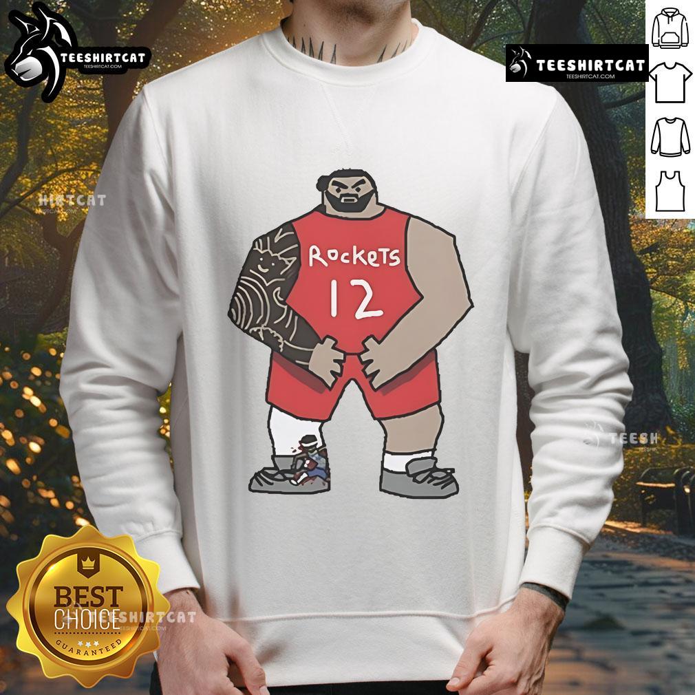 Alt Text: Official Steven Adams Screen Houston Rockets Sweatshirt featuring team logo and vibrant colors for fans.
