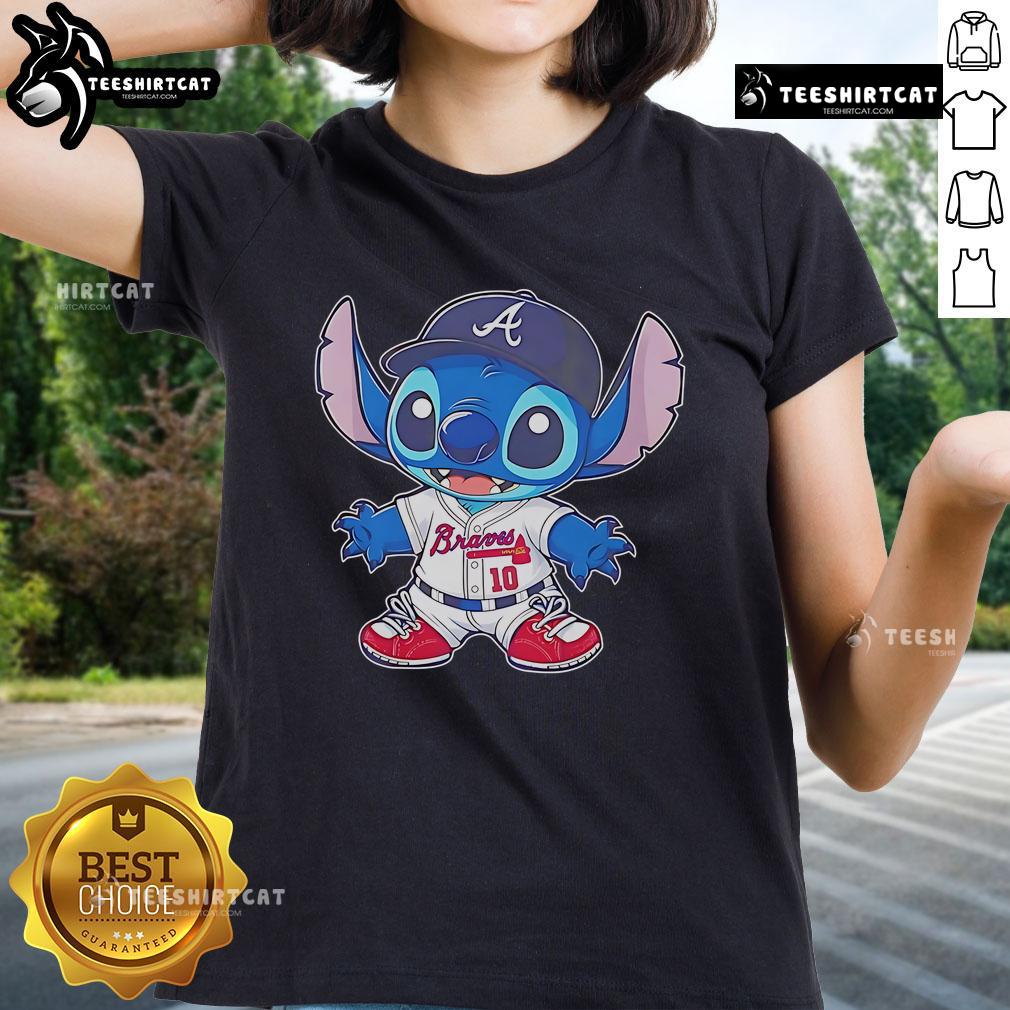 Official Stitch Atlanta Braves Baseball Ladies Tee in stylish design, perfect for fans of the Braves.