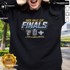 Official Toledo Walleye vs Trois Rivieres Lions 2025 Kelly Cup Finals sweatshirt showcasing team logos and vibrant design.