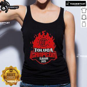 Official Toluca Campen Clausura 2025 tank top featuring team colors and logo, perfect for fans celebrating the championship.