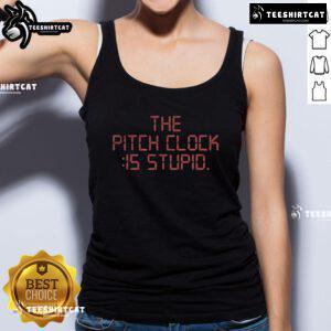 Tommy Kahnle wearing a 'Pitch Clock is Stupid' tank top, showcasing a bold statement in baseball fashion.