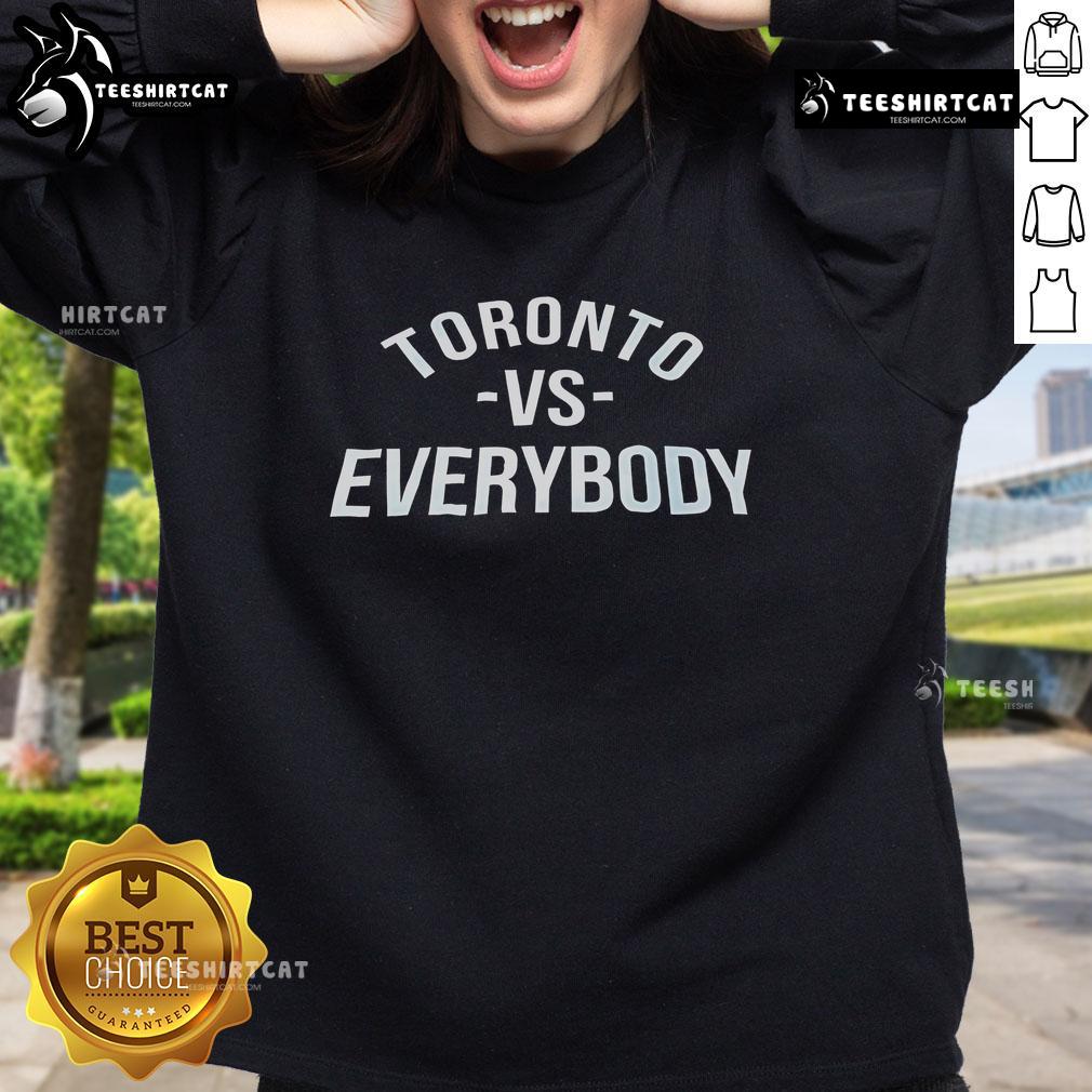 Official Toronto Vs Everybody Sweatshirt in black featuring bold graphic design and comfortable fit for stylish fans.
