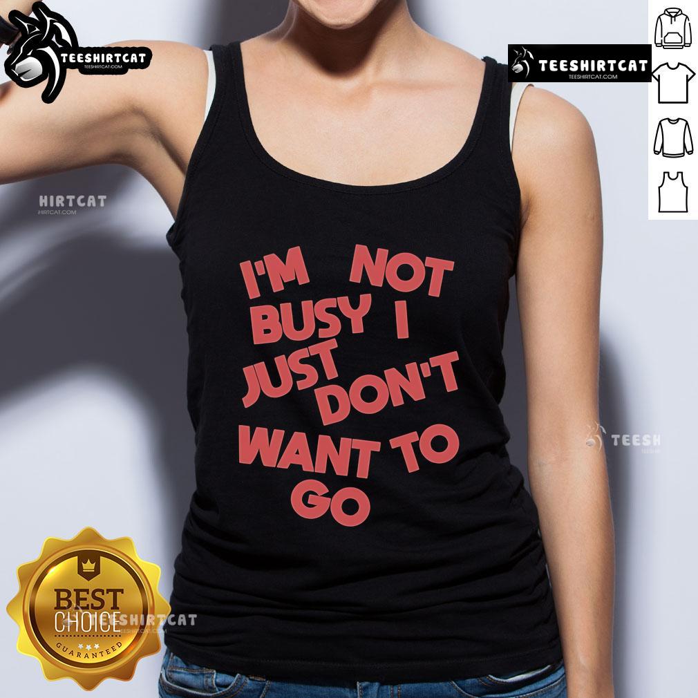 Official Tyler Spangler 'I'm Not Busy, I Just Don't Want to Go' tank top featuring vibrant colors and unique graphic design.
