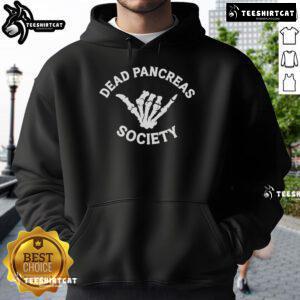 Skeleton hand design on Halloween hoodie for Type 1 Diabetes Awareness by Dead Pancreas Society, perfect for spooky season.