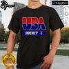 Official USA Hockey T-Shirt featuring team logo and colors, perfect for fans and players supporting American hockey.
