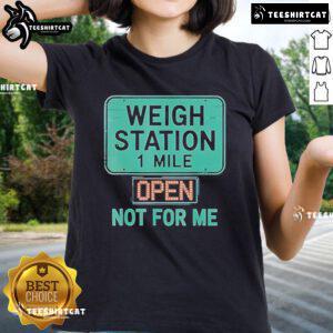 Official USA Trucker Weigh Station tee for women, featuring 'Not For Me, Proud to Haul' design, perfect for CDL drivers.