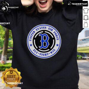 Official United States Air Force Fly Fight Win Boston Red Sox sweatshirt showcasing logo and team colors.