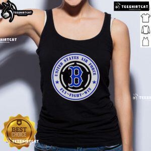 Alt Text: Official United States Air Force Fly Fight Win Boston Red Sox tank top featuring bold graphics and sporty design.