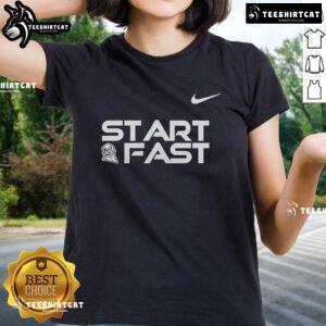 Official Virginia Tech Start Fast Ladies Tee featuring a stylish design and vibrant colors for proud Hokies fans.