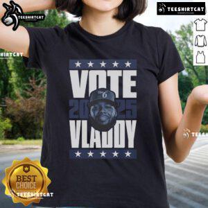 Official Vladimir Guerrero Jr. 2025 Vote Ladies Tee featuring bold graphics and a stylish design for fans.
