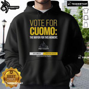 Official Vote for Cuomo The Mayor for This Moment Hoodie featuring bold text and stylish design for political supporters.