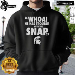 Jalen Watts in a Michigan hoodie, showcasing a moment of struggle with the snap during a game. Official merchandise.