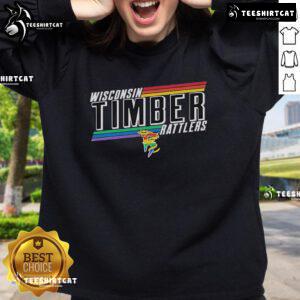 Official Wisconsin Timber Rattlers Pride Night sweatshirt featuring vibrant colors and team logo for LGBTQ+ support.