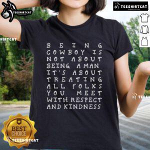 Yall Means All 2025 ladies' tee featuring a cowboy design, celebrating inclusivity and western culture. Perfect for fans!