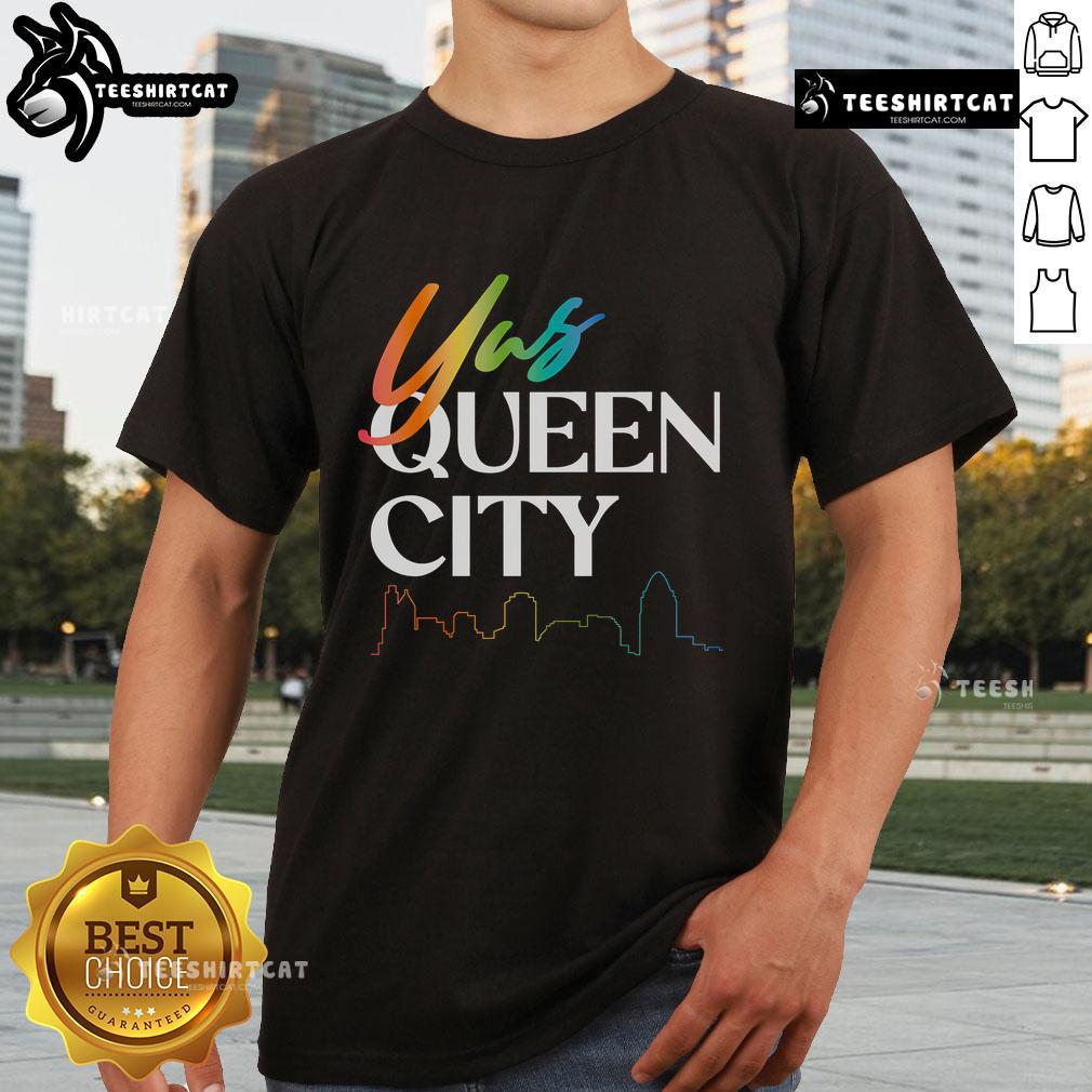 Official Yas Queen City T-Shirt featuring vibrant design and bold lettering, perfect for stylish fans.