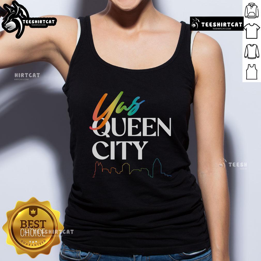 Official Yas Queen City Tank Top featuring a vibrant design, perfect for summer fashion and showcasing your pride.