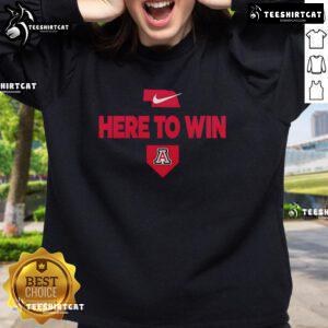 Original 2025 Here To Win Arizona baseball sweatshirt in bold colors, perfect for fans and casual wear.