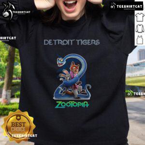 Original Detroit Tigers Zootopia 2 sweatshirt featuring vibrant graphics and a cozy design for fans and collectors.