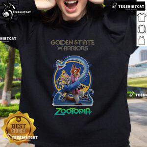 Original Golden State Warriors Zootopia 2 Sweatshirt featuring vibrant graphics and comfortable design for fans.