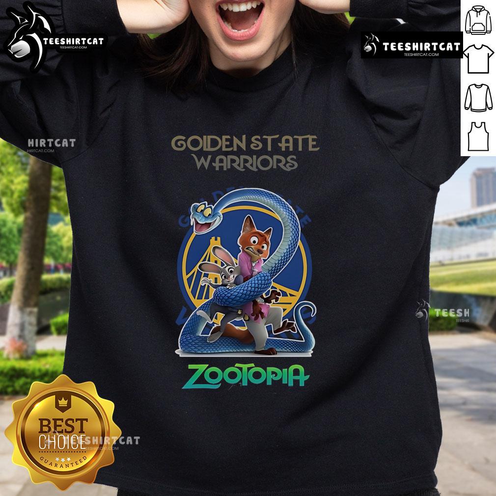Original Golden State Warriors Zootopia 2 Sweatshirt featuring vibrant graphics and comfortable design for fans.