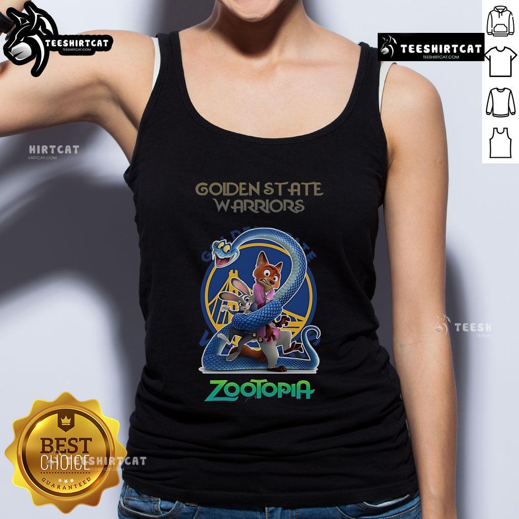 Alt Text: Original Golden State Warriors Zootopia 2 tank top featuring vibrant graphics and sports team logo on a stylish design.