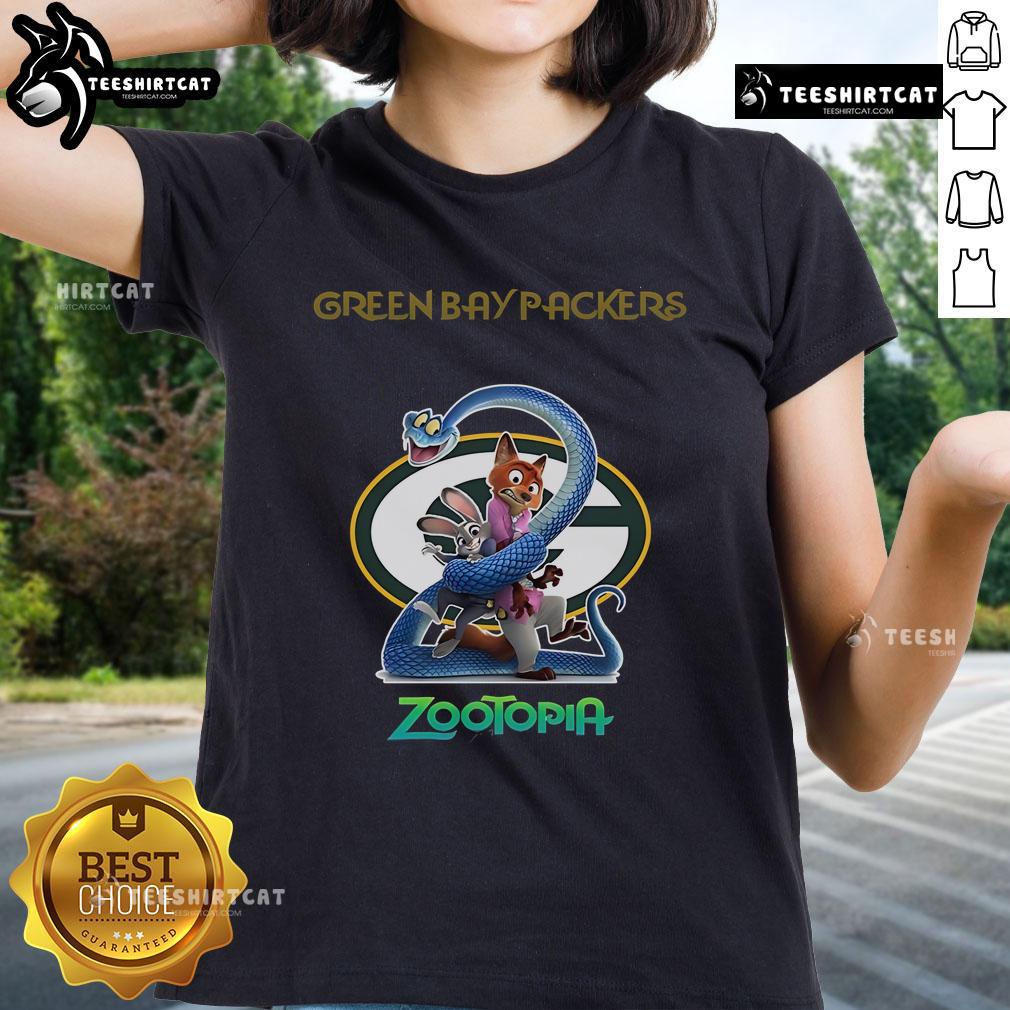 Original Green Bay Packers Zootopia 2 Ladies Tee featuring bold team colors and stylish design for female fans.