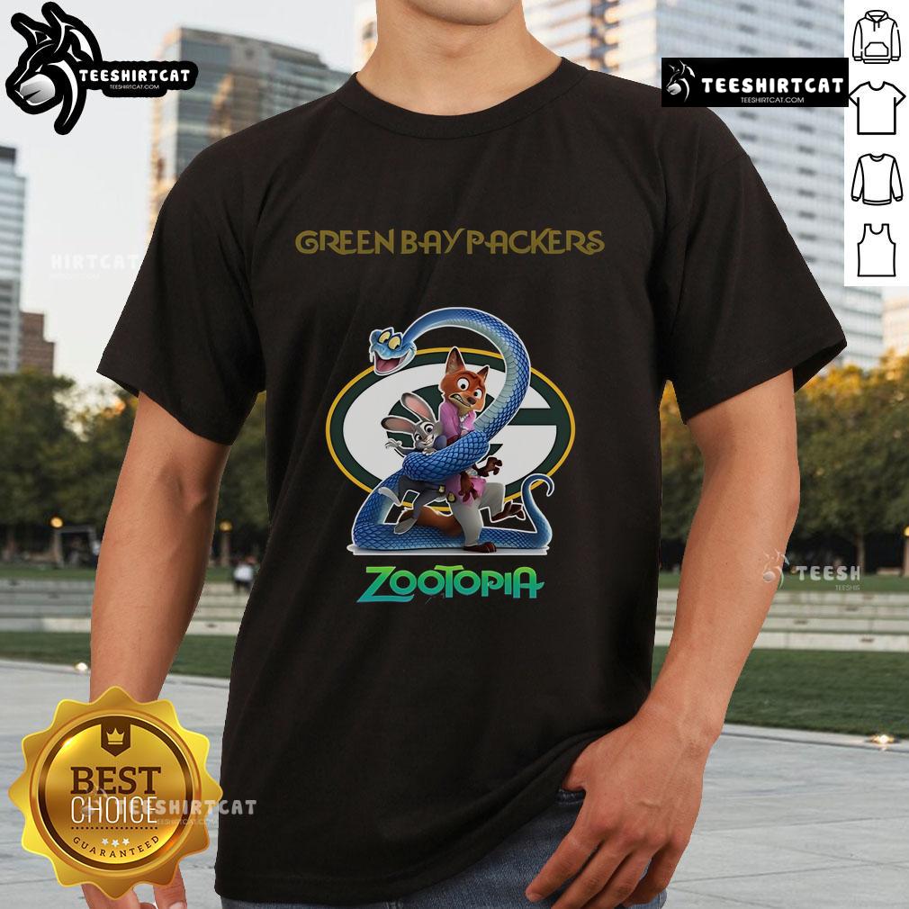 Original Green Bay Packers Zootopia 2 T-Shirt featuring vibrant graphics and team colors, perfect for fans.