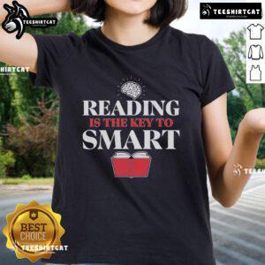 Original Nate Bargatze 'Reading is the Key to a Smart Brain' ladies tee featuring a stylish design and vibrant colors.