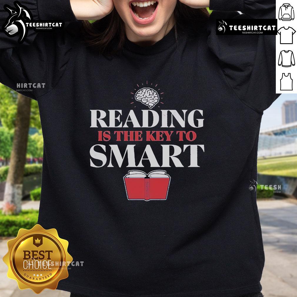 Original Nate Bargatze 'Reading Is The Key To Smart' sweatshirt featuring a humorous design and vibrant colors.