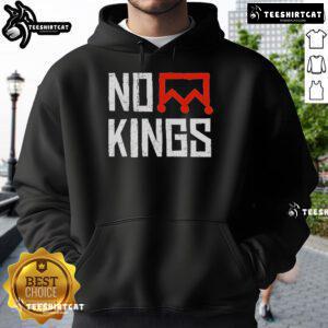 Original No Kings Protest vertical sign hoodie featuring a simple bold crown design, perfect for statement wear.