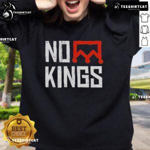 Original No Kings Protest sweatshirt featuring a bold crown design and a simple Nope message in vertical layout.