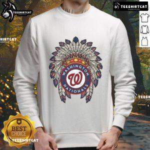 Alt Text: Original Washington Nationals Native American logo sweatshirt featuring vibrant colors and classic design.