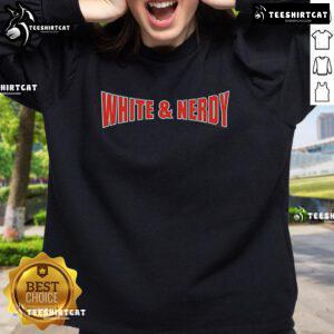 Alt Text: Original Weird Al Yankovic 'White Nerdy' sweatshirt featuring iconic design and vibrant colors for fans of parody music.