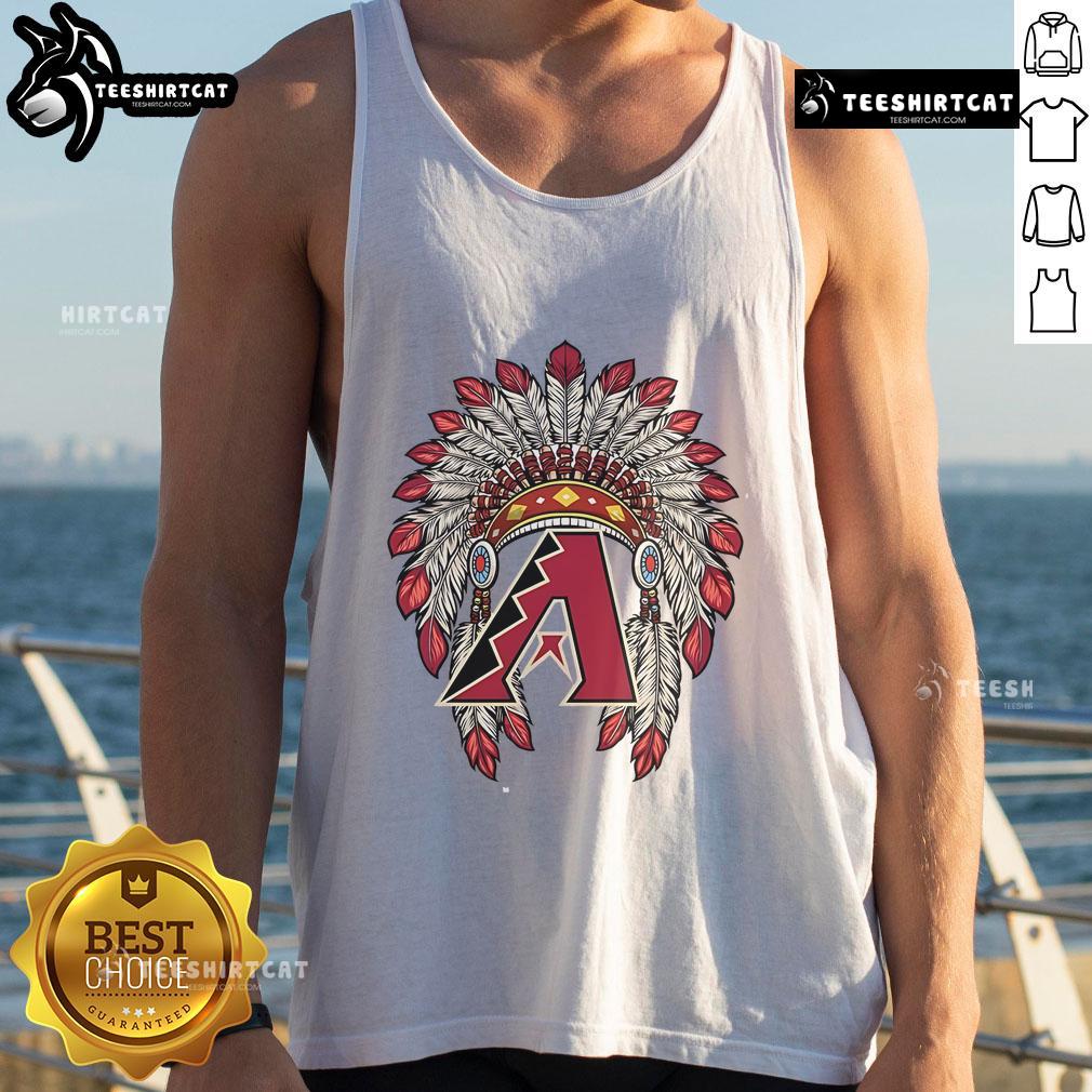 Premium Arizona Diamondbacks Native American logo tank top showcasing vibrant team colors and unique design.