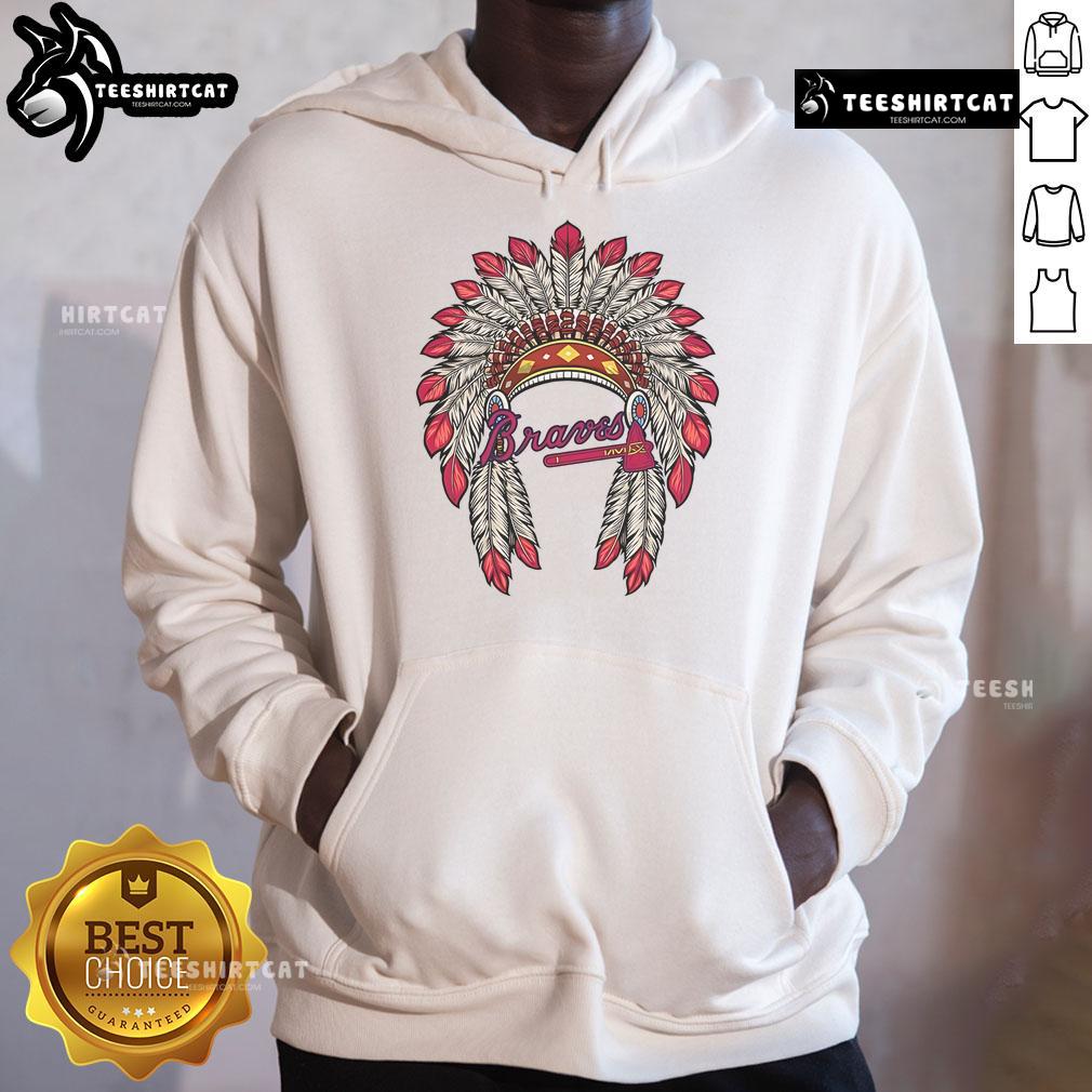 Premium Atlanta Braves Native American logo hoodie in navy blue, perfect for fans looking for stylish team apparel.