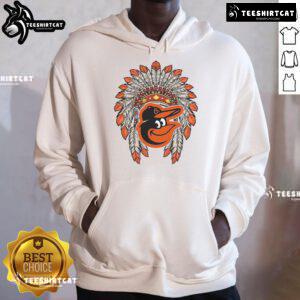 Alt Text: Premium Baltimore Orioles Native American Logo hoodie featuring vibrant graphics and comfortable design for fans.