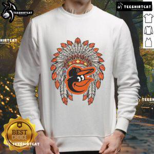 Premium Baltimore Orioles Native American logo sweatshirt, featuring vibrant colors and a stylish design for fans.