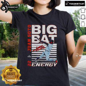 Premium Big Bat Energy Juan Soto New York Baseball MLBPA ladies tee featuring vibrant design and comfortable fit.