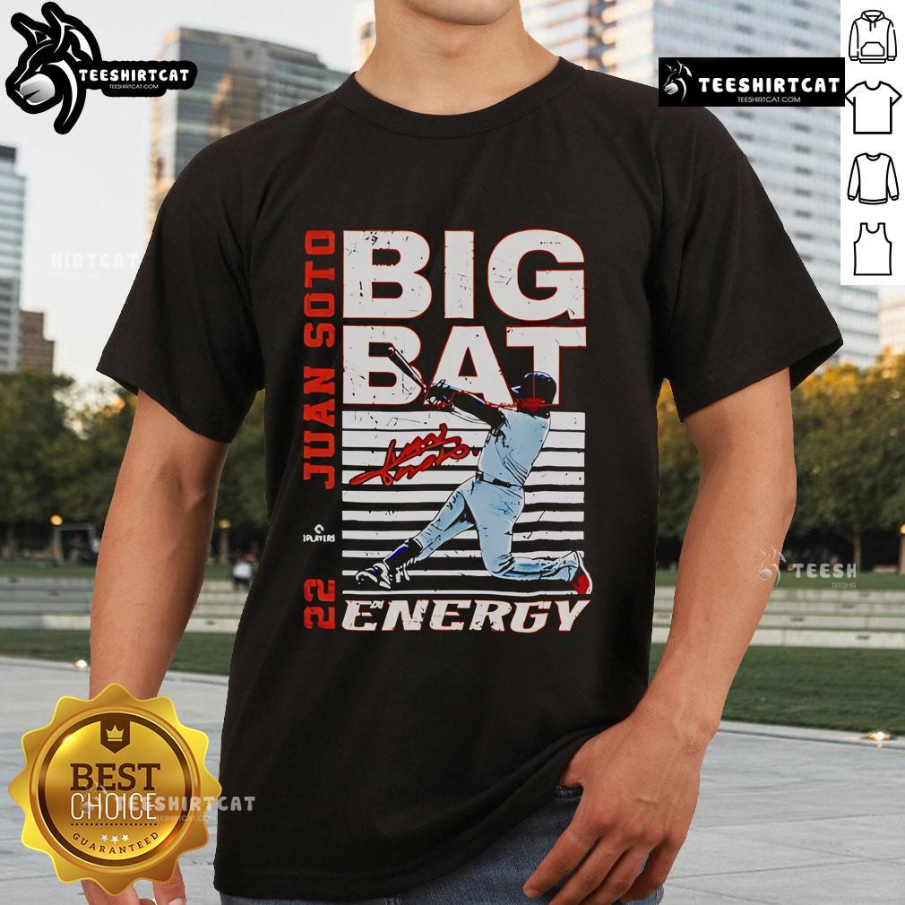 Alt Text: Premium Big Bat Energy Juan Soto New York MLBPA T-Shirt featuring vibrant design and comfortable fit for baseball fans.
