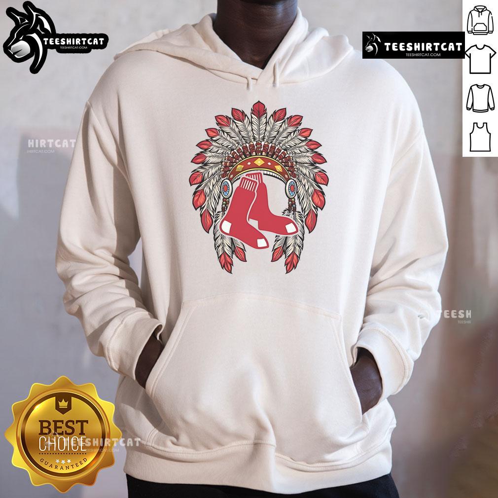 Premium Boston Red Sox Native American logo hoodie, featuring vibrant colors and a stylish design for fans.