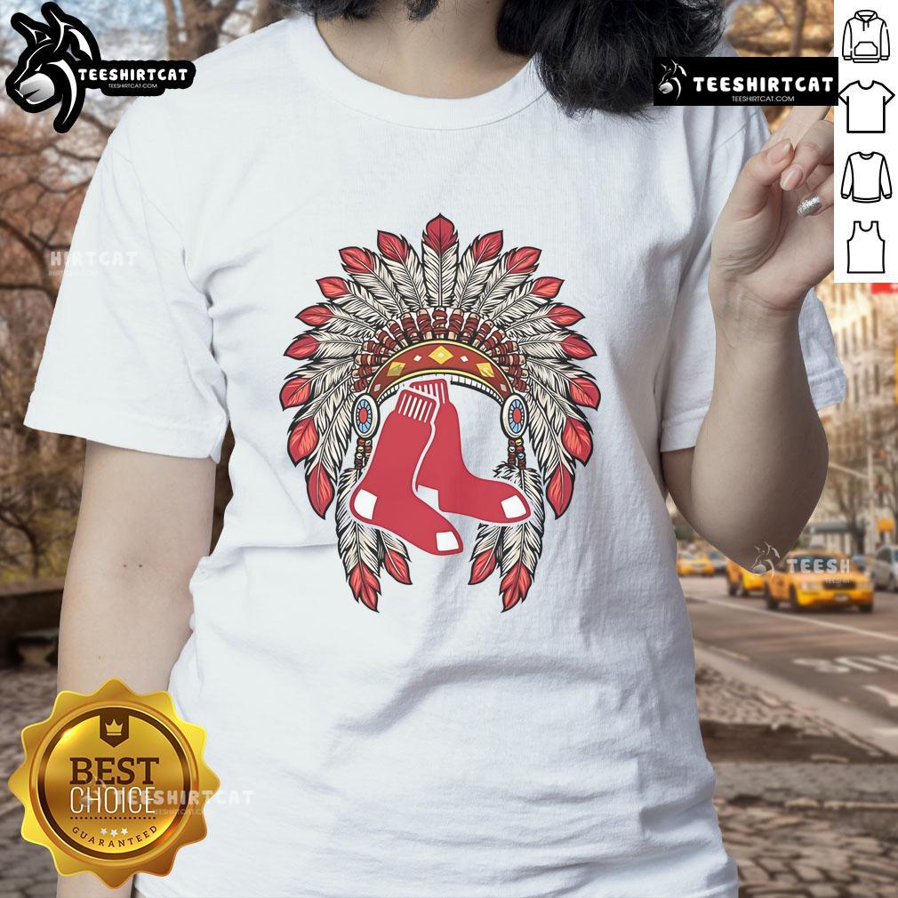 Premium Boston Red Sox Native American logo ladies tee, stylish women's shirt featuring iconic baseball design.